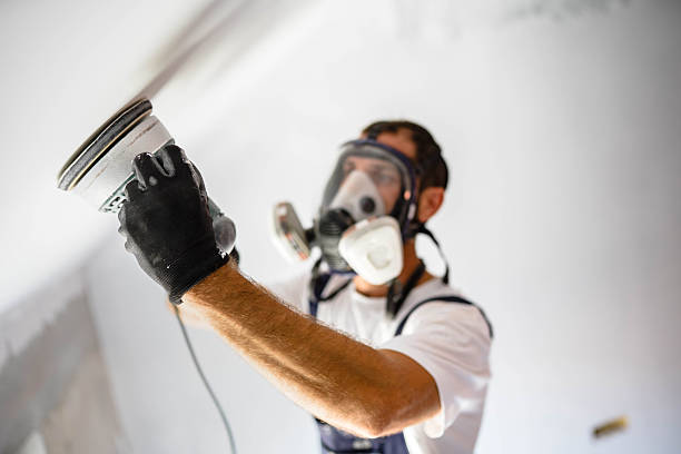 Decorator wearing protective mask and gloves